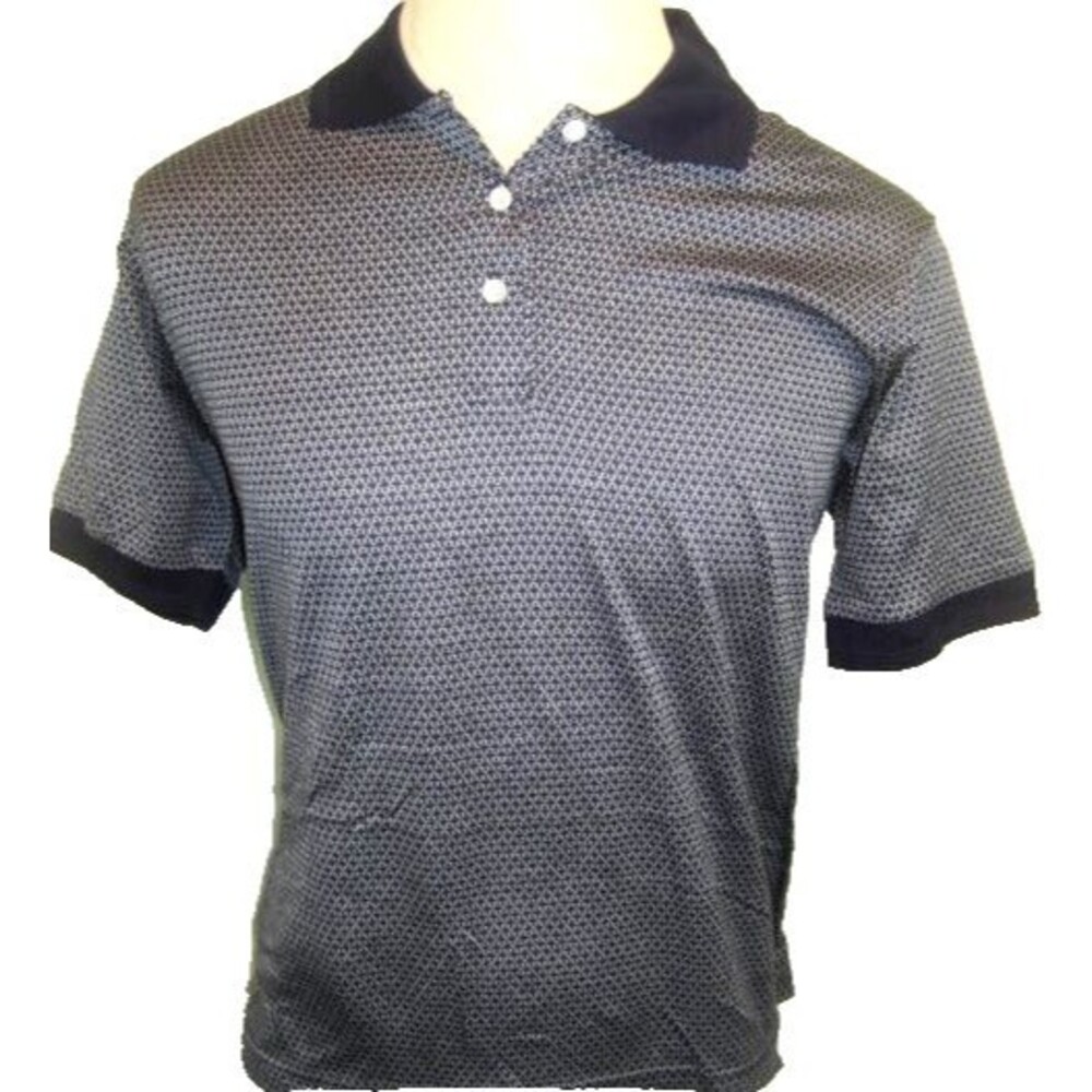 Womens Izod Navy Geometric Design Cotton Polo Golf Casual Shirt sz Lg
